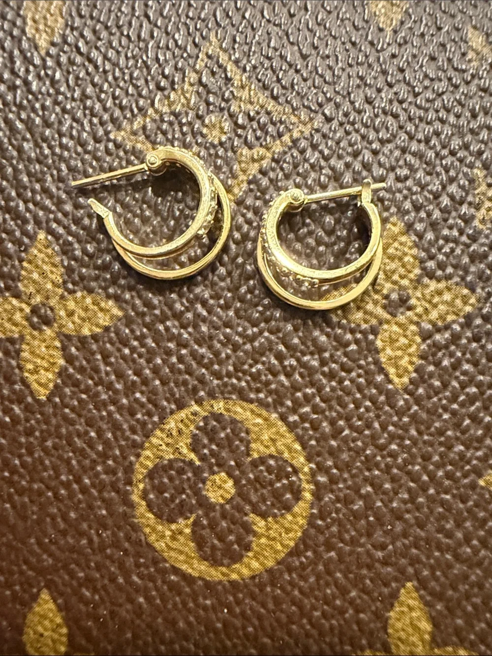 Gold Double-Row Hoop Earrings - Lightweight Women's Jewelry